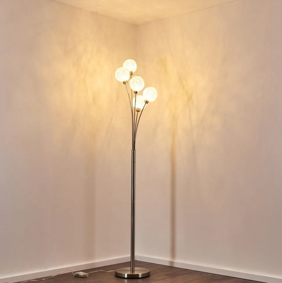 Lampadaire Bernado Nickel Mat, 5 Lumieres
