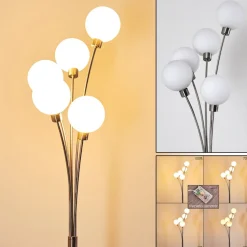 Lampadaire Bernado Nickel Mat, 5 Lumieres