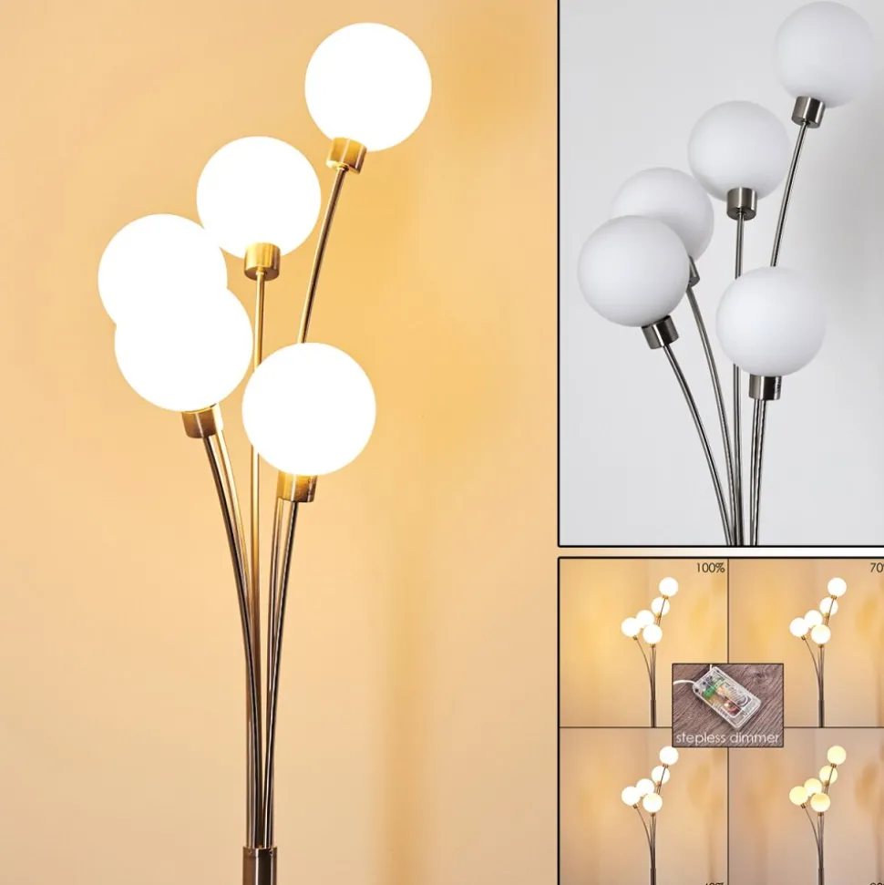 Lampadaire Bernado Nickel Mat, 5 Lumieres