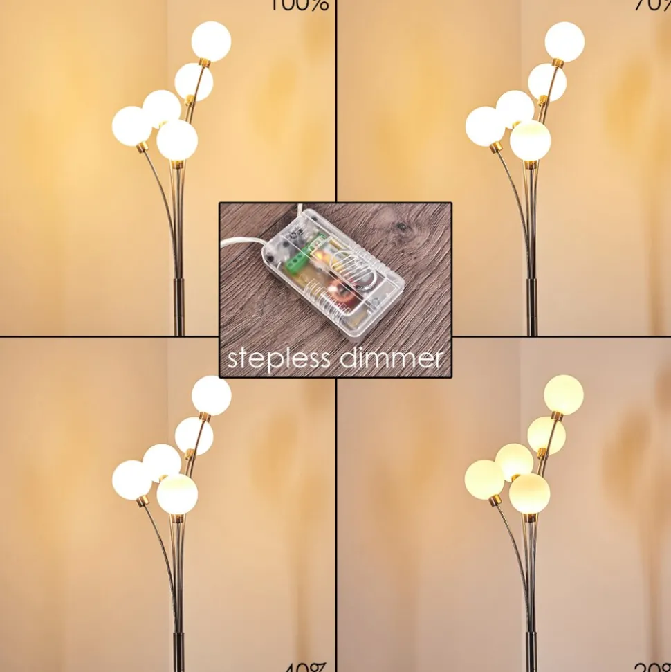 Lampadaire Bernado Nickel Mat, 5 Lumieres