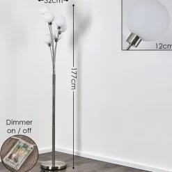 Lampadaire Bernado Nickel Mat, 6 Lumieres