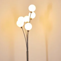 Lampadaire Bernado Nickel Mat, 6 Lumieres