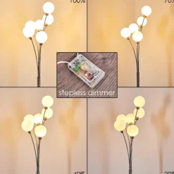 Lampadaire Bernado Nickel Mat, 6 Lumieres