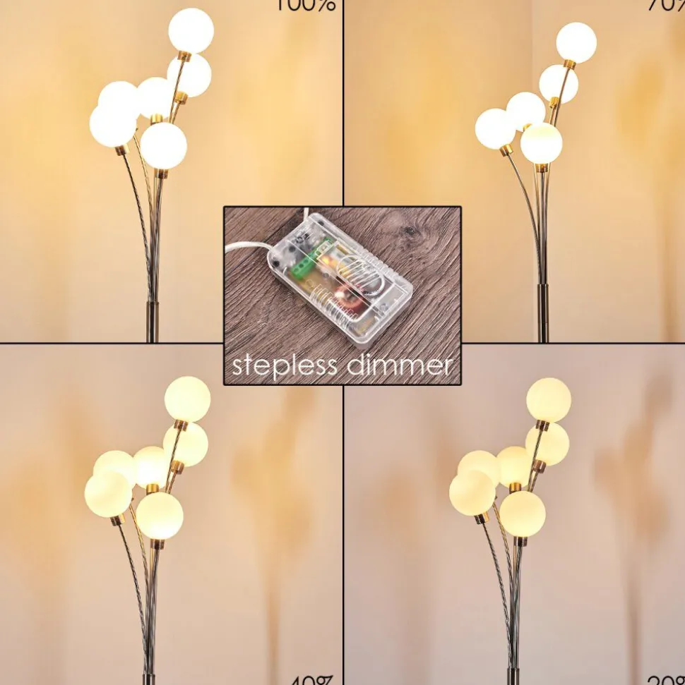Lampadaire Bernado Nickel Mat, 6 Lumieres