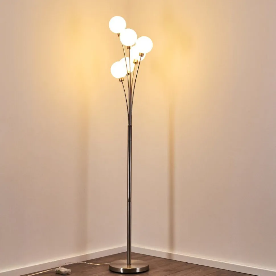 Lampadaire Bernado Nickel Mat, 6 Lumieres