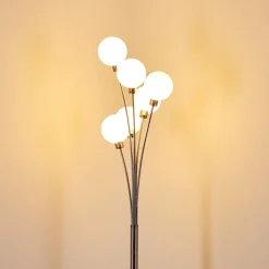 Lampadaire Bernado Nickel Mat, 6 Lumieres
