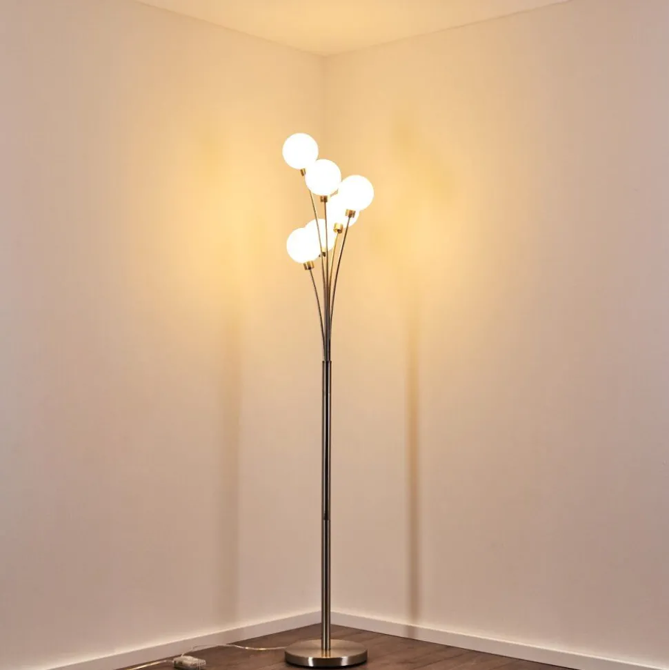 Lampadaire Bernado Nickel Mat, 6 Lumieres