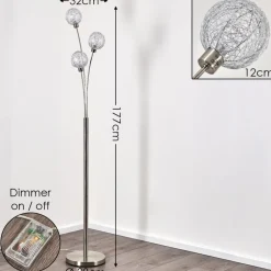 Lampadaire Bernado Nickel Mat, 3 Lumieres