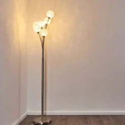 Lampadaire Bernado Nickel Mat, 6 Lumieres
