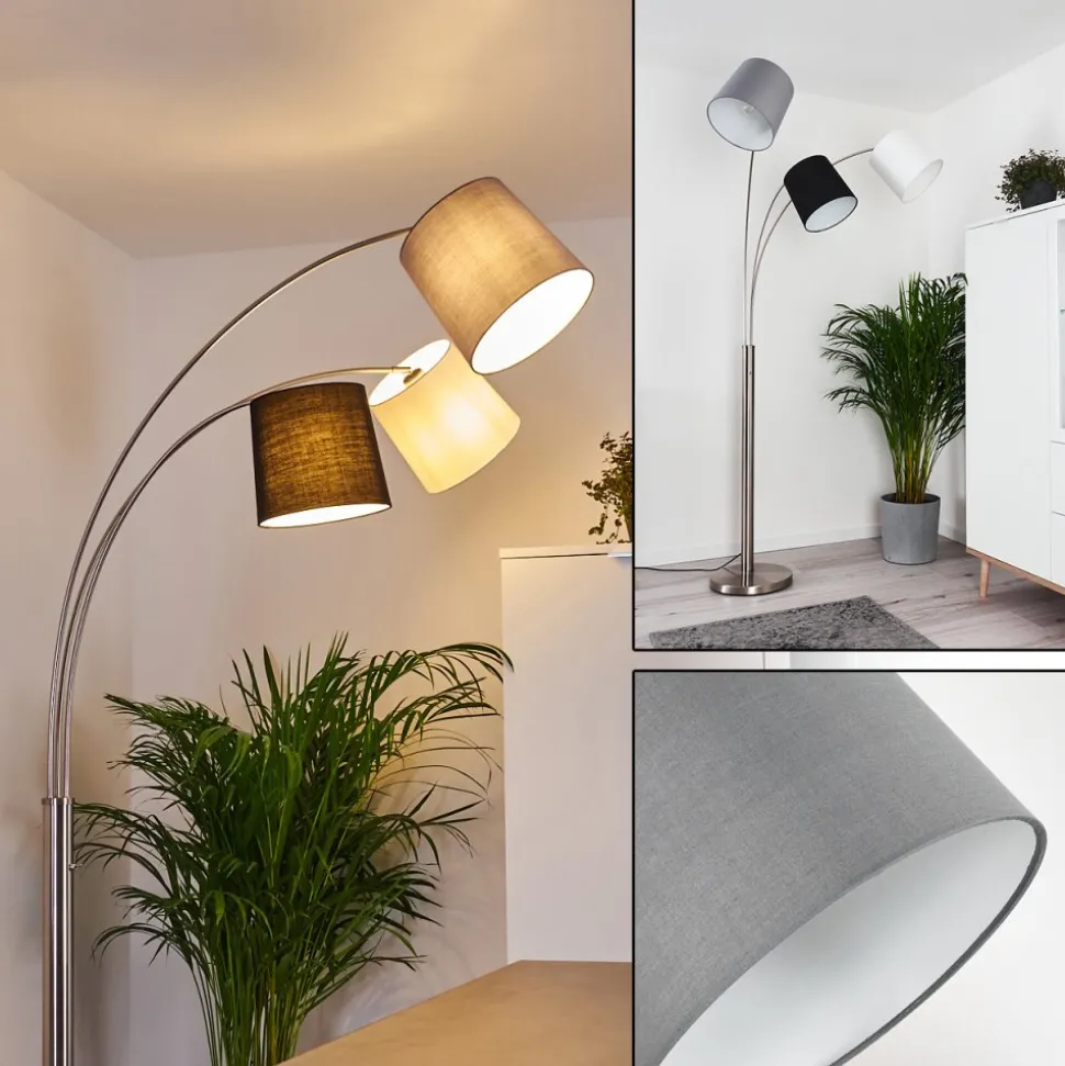 Lampadaire Bernardino Nickel Mat, 3 Lumieres