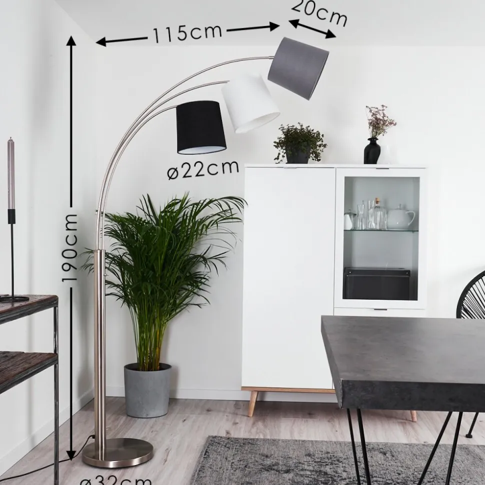 Lampadaire Bernardino Nickel Mat, 3 Lumieres
