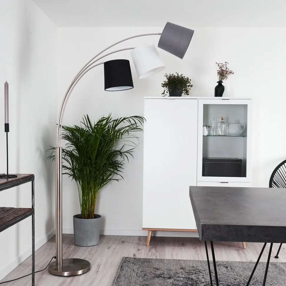 Lampadaire Bernardino Nickel Mat, 3 Lumieres
