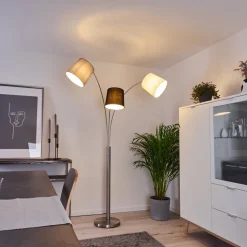 Lampadaire Bernardino Nickel Mat, 3 Lumieres