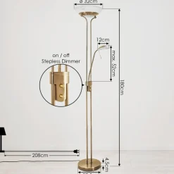Lampadaire Biot Led Laiton, 2 Lumieres