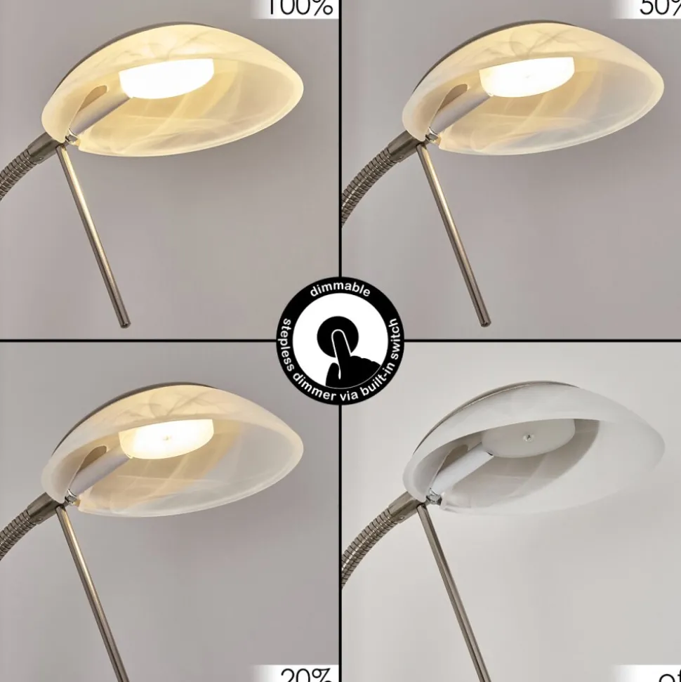 Lampadaire Biot Led Nickel Mat, 2 Lumieres
