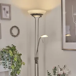 Lampadaire Biot Led Nickel Mat, 2 Lumieres