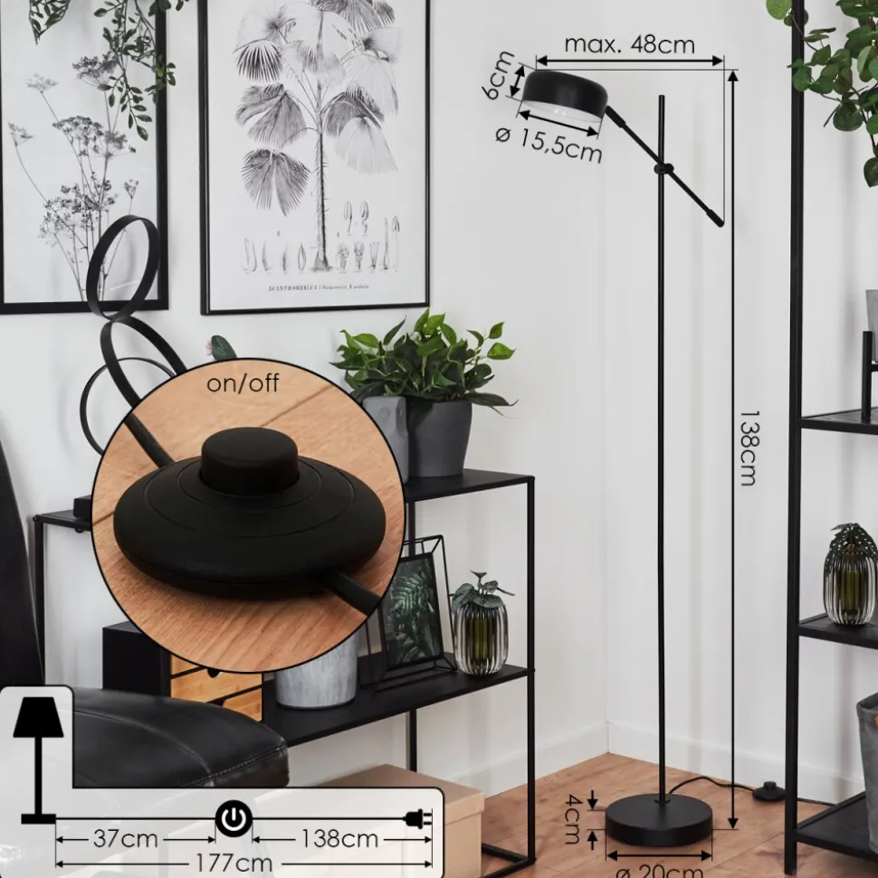 Lampadaire Camori Noir, 1 Lumiere