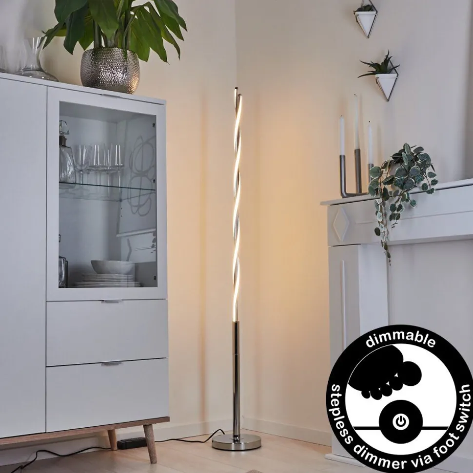 Lampadaire Carmacks Led Argente, 2 Lumieres