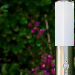 Lampadaire Caserta Acier Inoxydable, 1 Lumiere, Detecteur De Mouvement