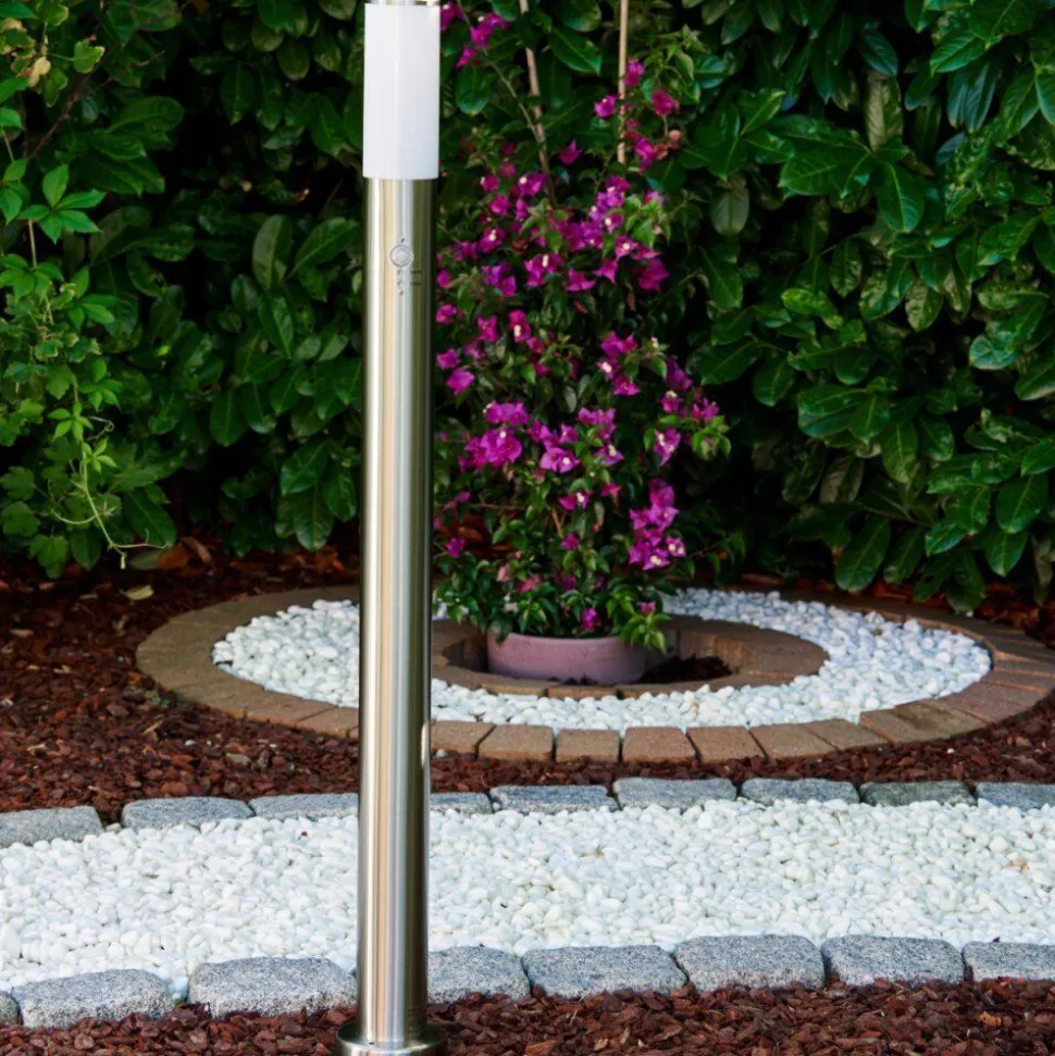 Lampadaire Caserta Acier Inoxydable, 1 Lumiere, Detecteur De Mouvement