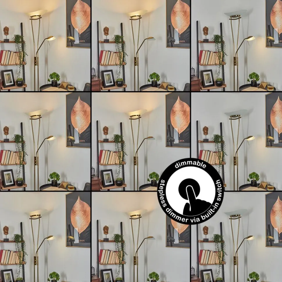 Lampadaire Cavate Led Vieux Laiton, 2 Lumieres