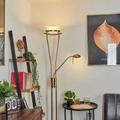 Lampadaire Cavate Led Vieux Laiton, 2 Lumieres