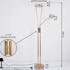 Lampadaire Cavate Led Vieux Laiton, 2 Lumieres