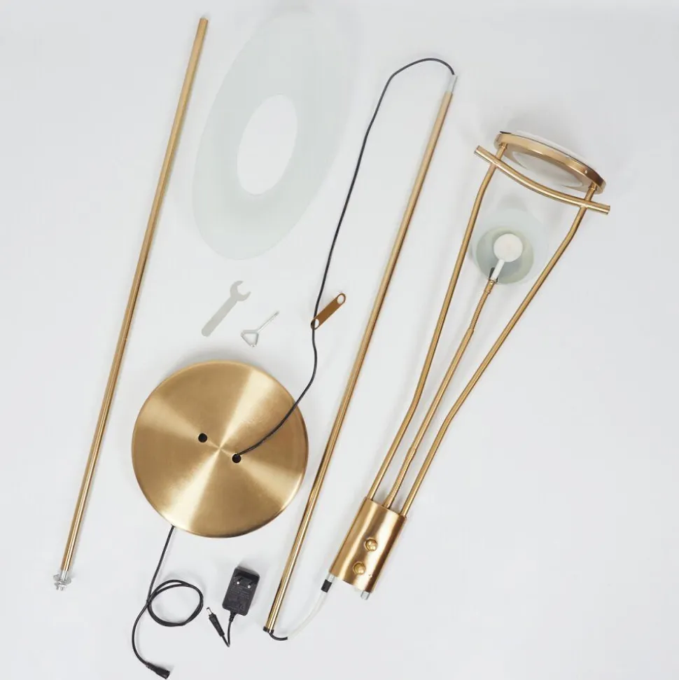 Lampadaire Cavate Led Vieux Laiton, 2 Lumieres