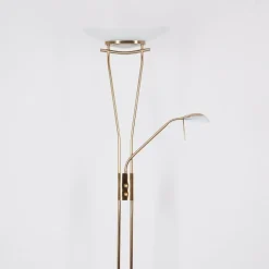 Lampadaire Cavate Led Vieux Laiton, 2 Lumieres