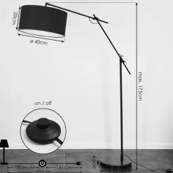 Lampadaire Chassagne Noir, 1 Lumiere