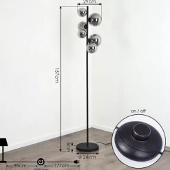 Lampadaire Chehalis Led Noir, 6 Lumieres