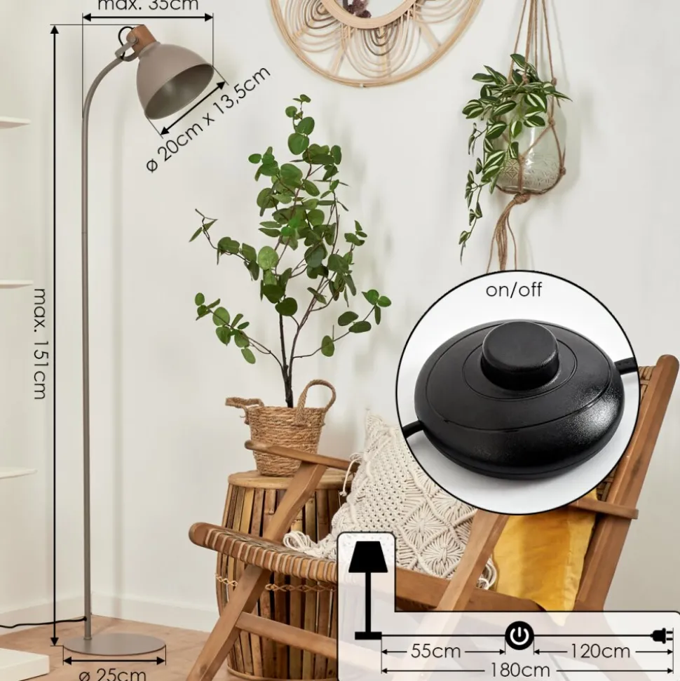 Lampadaire Chipou Gris, 1 Lumiere