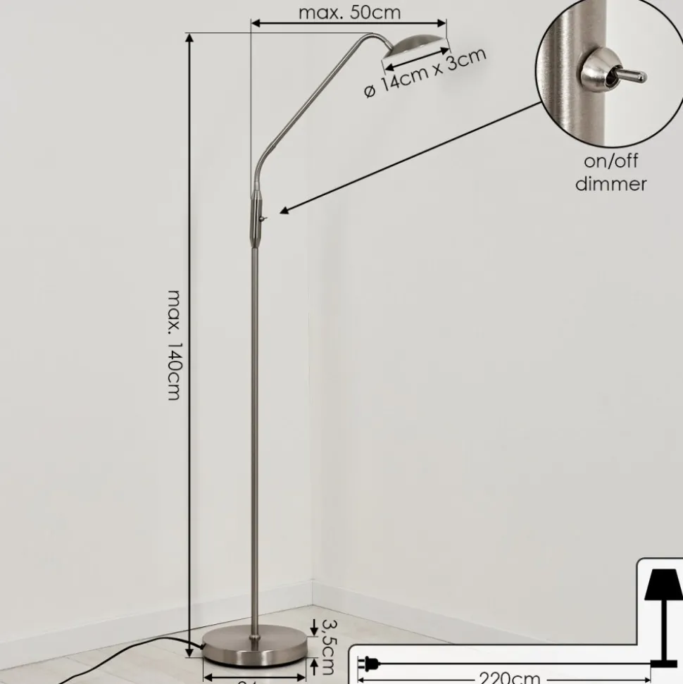 Lampadaire Chirep Led Nickel Mat, 1 Lumiere