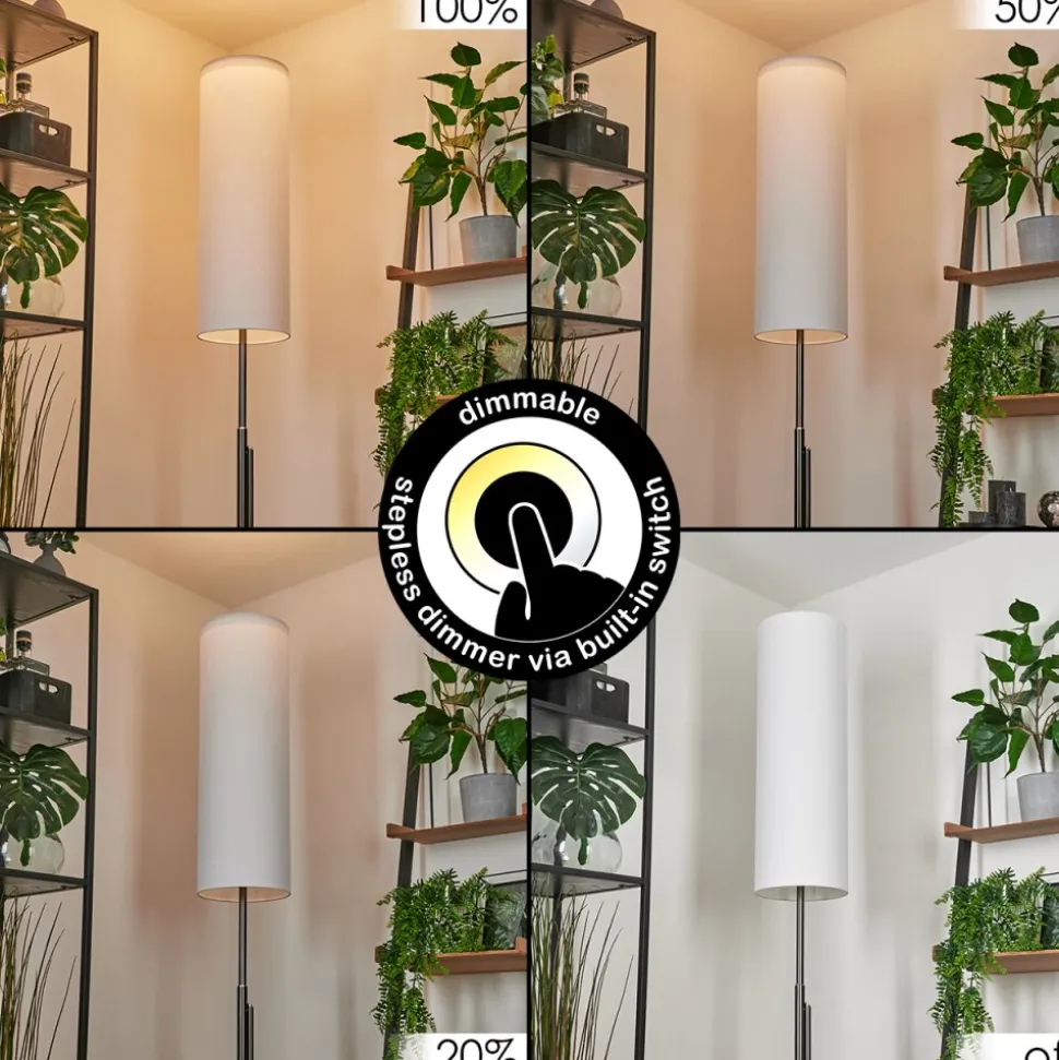Lampadaire Coquimbito Led Nickel Mat, 2 Lumieres