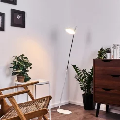 Lampadaire Corralcay Chrome, Blanc, 1 Lumiere