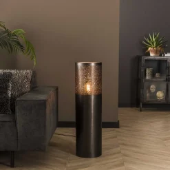 Lampadaire Cylinder Nickel Mat, Noir, 1 Lumiere
