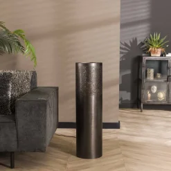 Lampadaire Cylinder Nickel Mat, Noir, 1 Lumiere