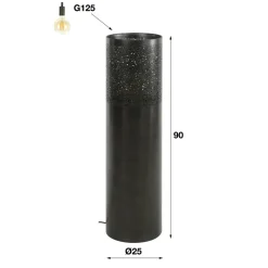 Lampadaire Cylinder Nickel Mat, Noir, 1 Lumiere