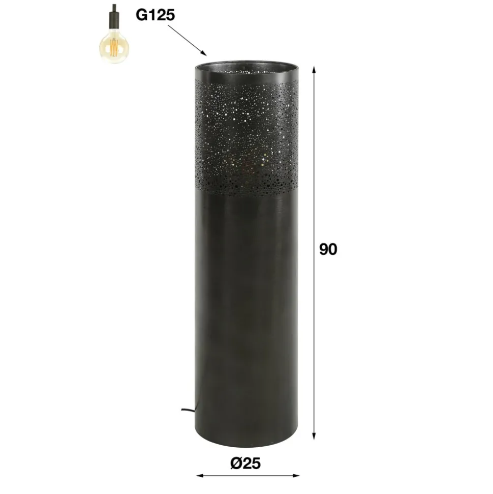 Lampadaire Cylinder Nickel Mat, Noir, 1 Lumiere