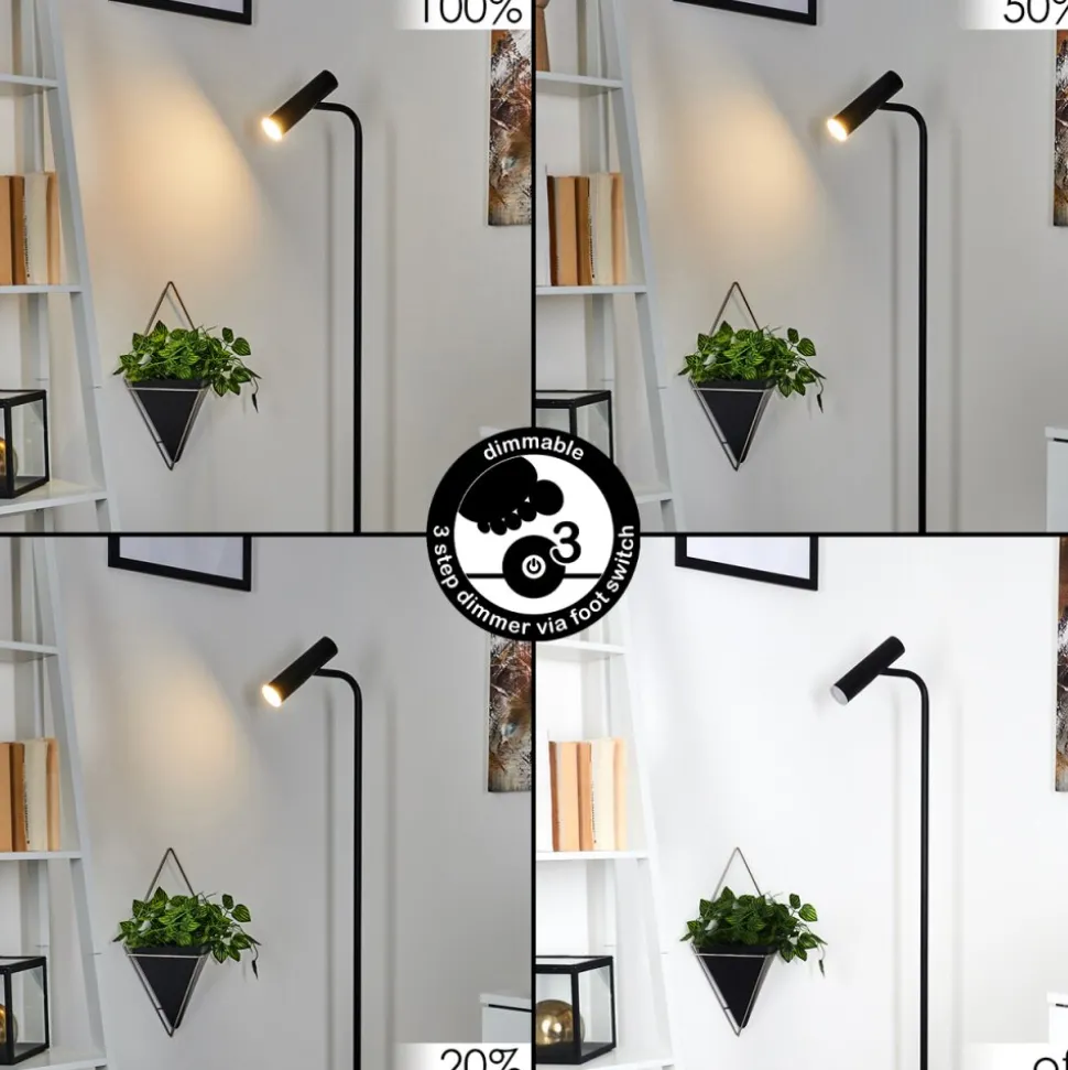 Lampadaire Dalheim Led Noir, 1 Lumiere