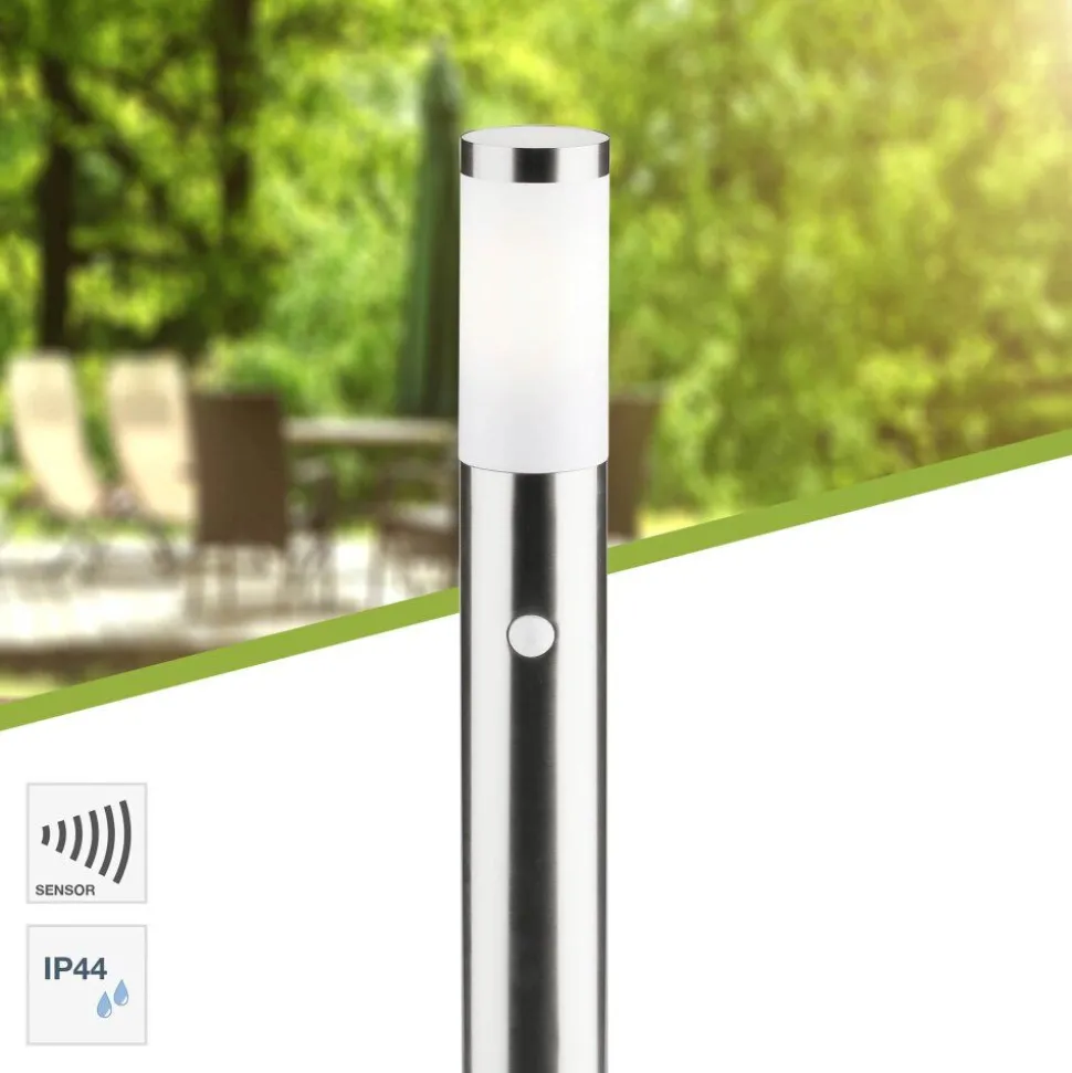 Lampadaire D'Exterieur Brilliant Chorus Acier Inoxydable, 1 Lumiere, Detecteur De Mouvement