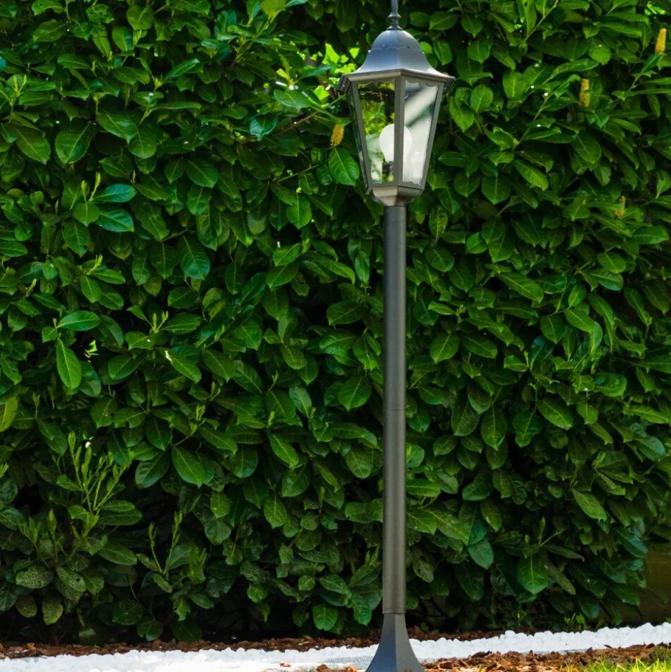 Lampadaire Exterieur Bristol Noir, Transparent, 1 Lumiere