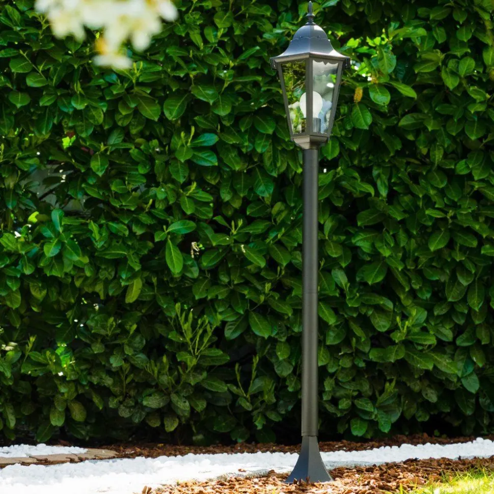 Lampadaire Exterieur Bristol Noir, Transparent, 1 Lumiere