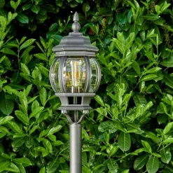 Lampadaire Exterieur Lentua Noir, 1 Lumiere