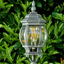 Lampadaire Exterieur Lentua Vert, Noir, 1 Lumiere