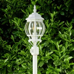 Lampadaire Exterieur Lentua Blanc, 1 Lumiere, Detecteur De Mouvement