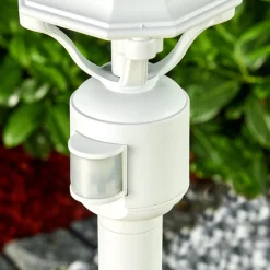 Lampadaire Exterieur Lentua Blanc, 1 Lumiere, Detecteur De Mouvement