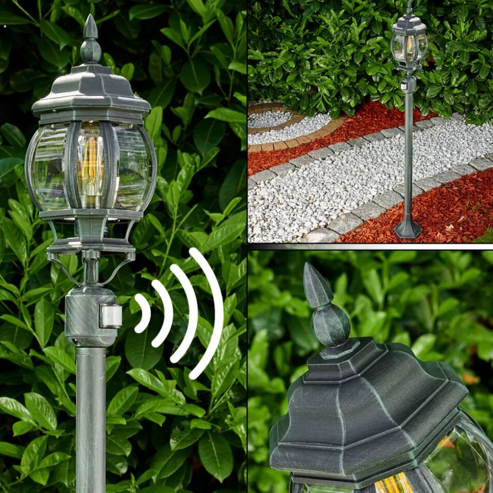 Lampadaire Exterieur Lentua Vert, Noir, 1 Lumiere, Detecteur De Mouvement