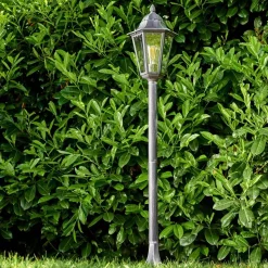 Lampadaire Exterieur Lignac Noir, Argente, 1 Lumiere