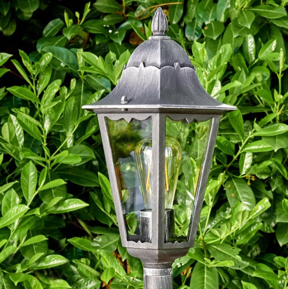 Lampadaire Exterieur Lignac Noir, Argente, 1 Lumiere